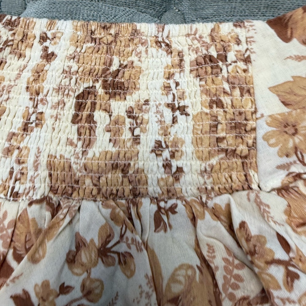 FREE PEOPLE Days Gone By Floral Smocked Shorts viscose cotton linen ruffle Small - Picture 11 of 12